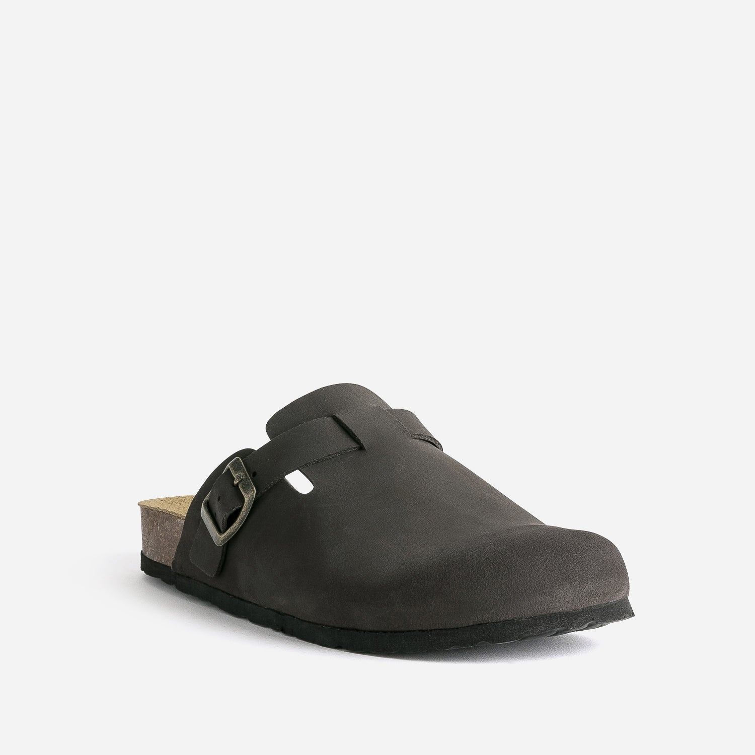 Mule sabot anatomique marron en cuir Nu pieds Sandales Homme ERAM
