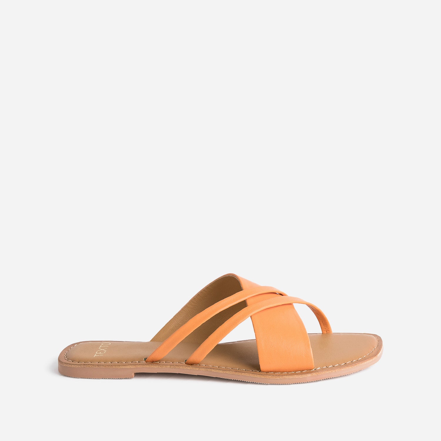 Mule TEXTO orange en cuir a brides fantaisie Mules Tongs Femme ERAM