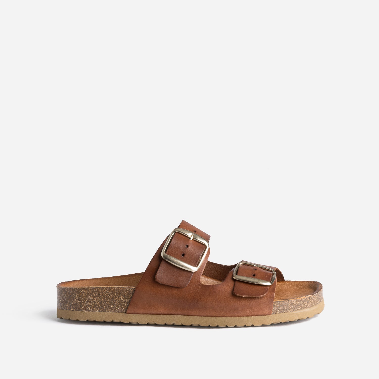 Mule anatomique marron en cuir eco concu