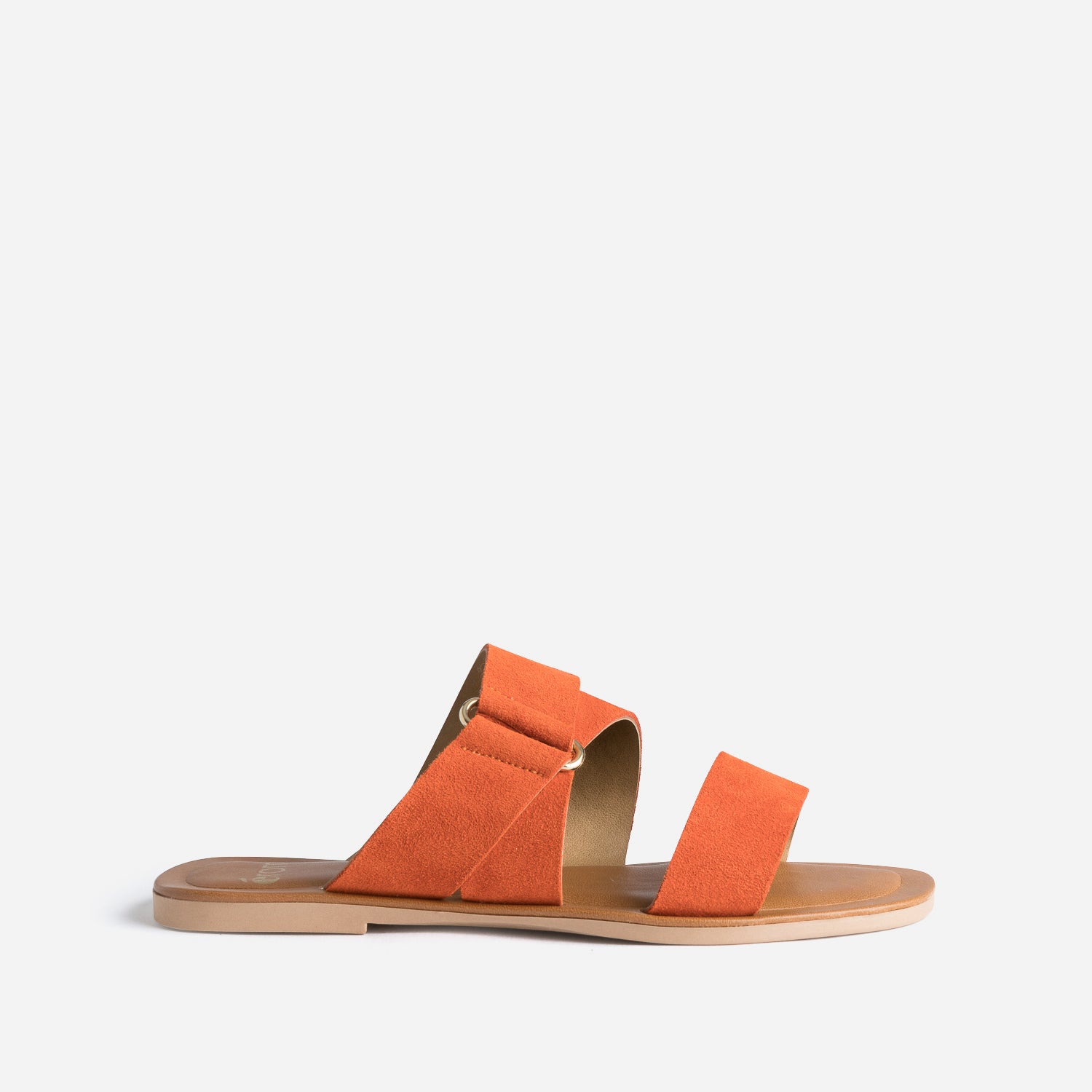 Mule orange en cuir velours Mules Tongs Femme ERAM