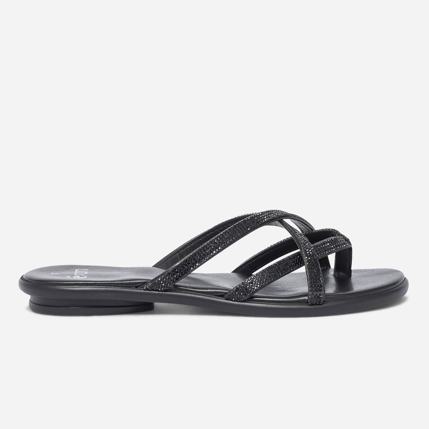Mule tong noire strass