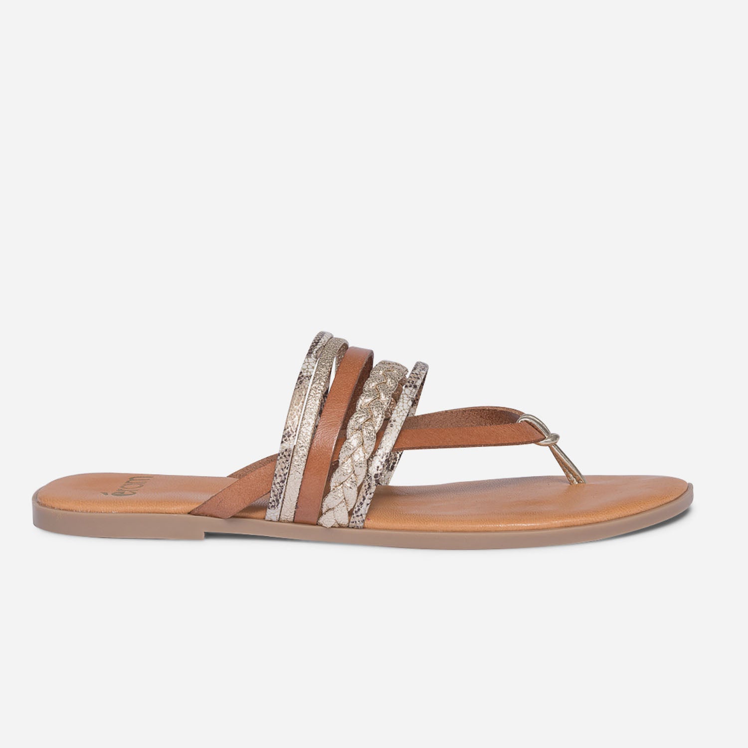 Mule tong camel et or multi brides Mules Tongs Femme ERAM