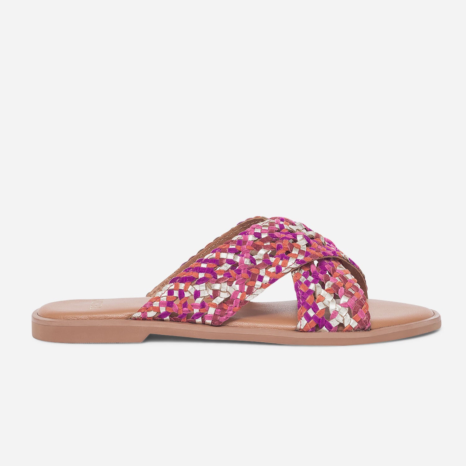 Mule TEXTO multicolore en cuir Mules Tongs Femme ERAM