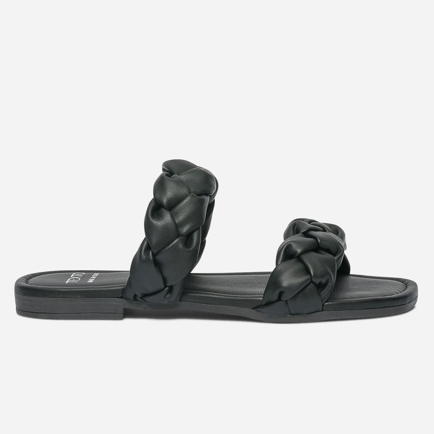 Mule TEXTO noire avec 2 brides tress es Mules Tongs Femme ERAM
