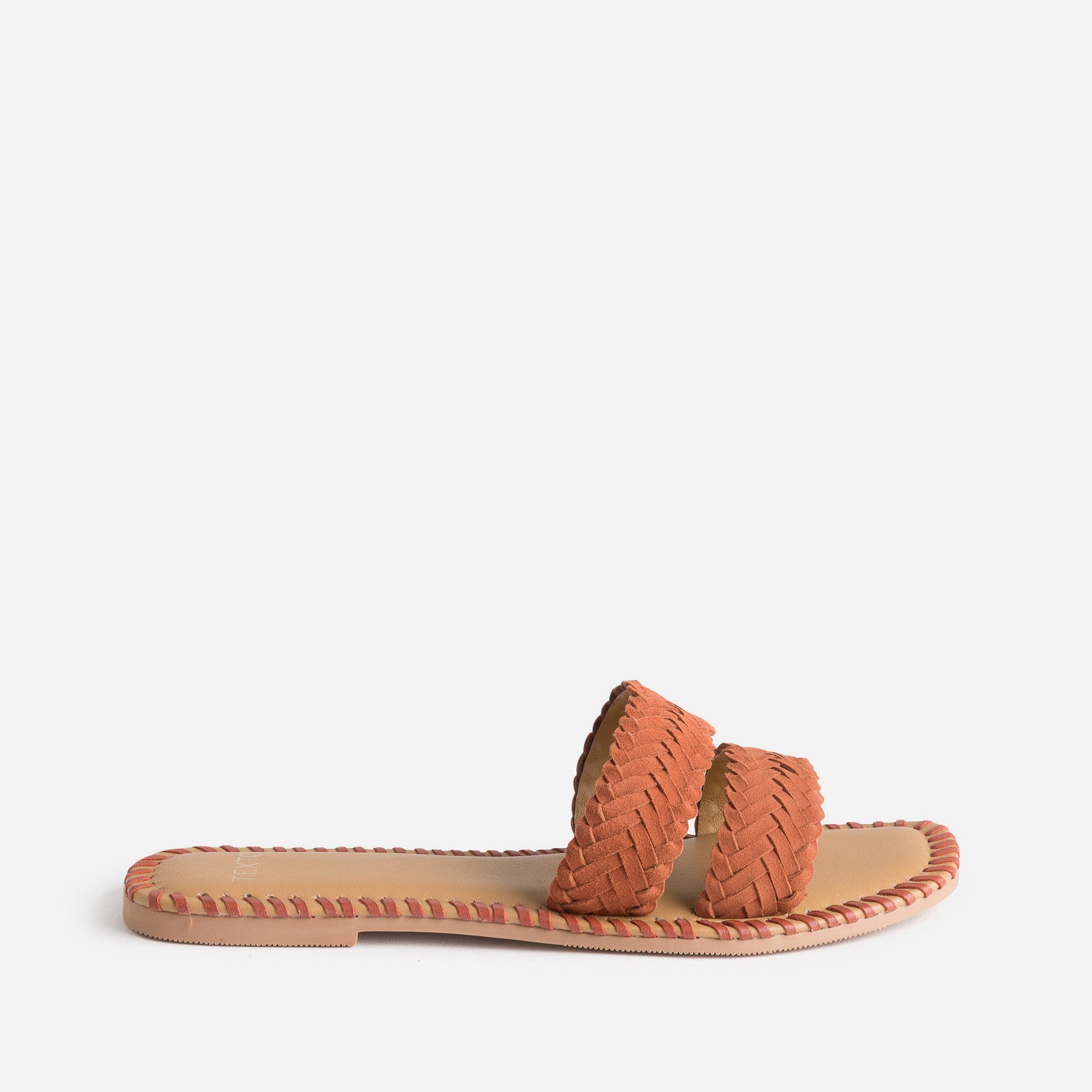 Mule TEXTO terracotta cuir tresse