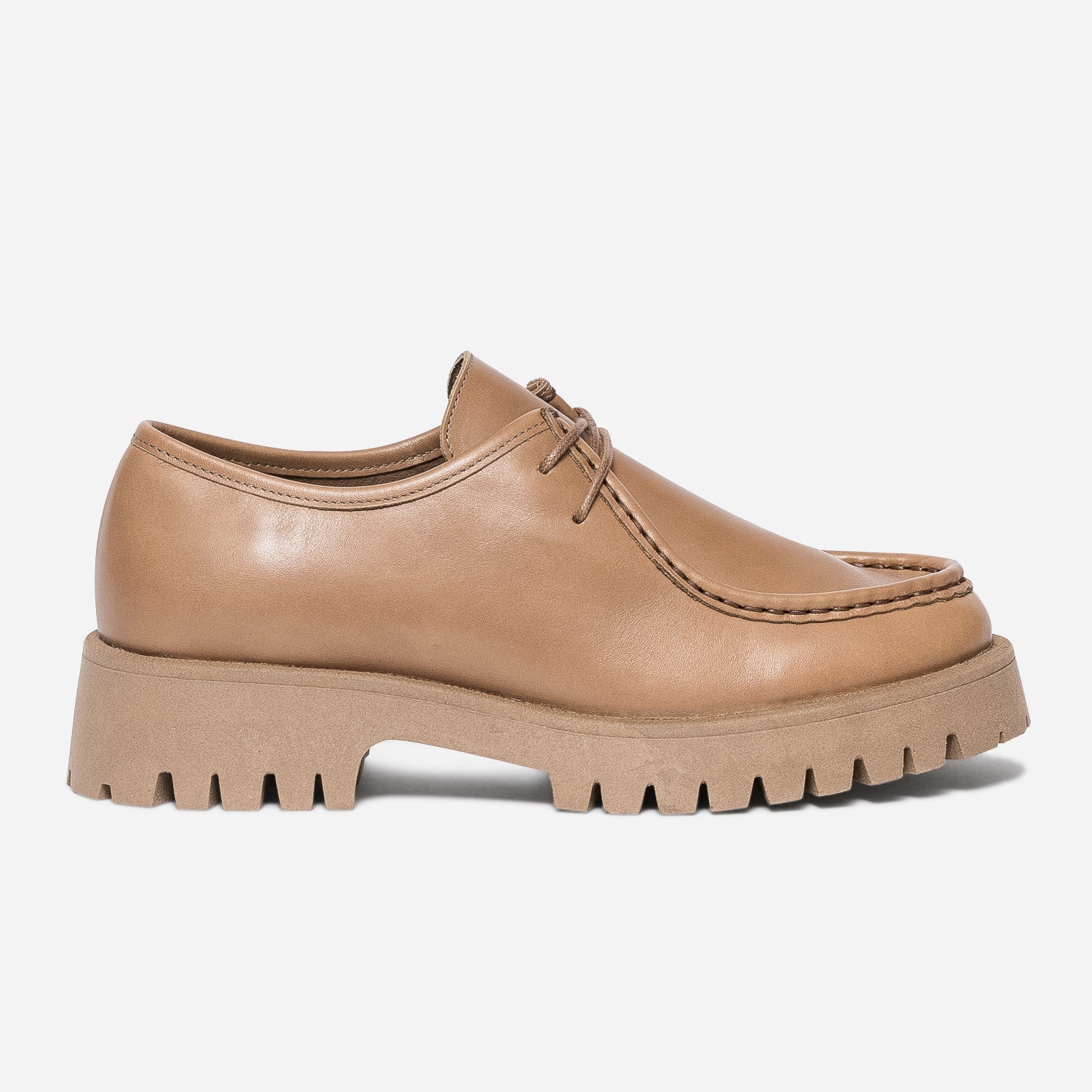 Derby TEXTO camel eco concu cuir a semelle crantee Derbies Femme ERAM