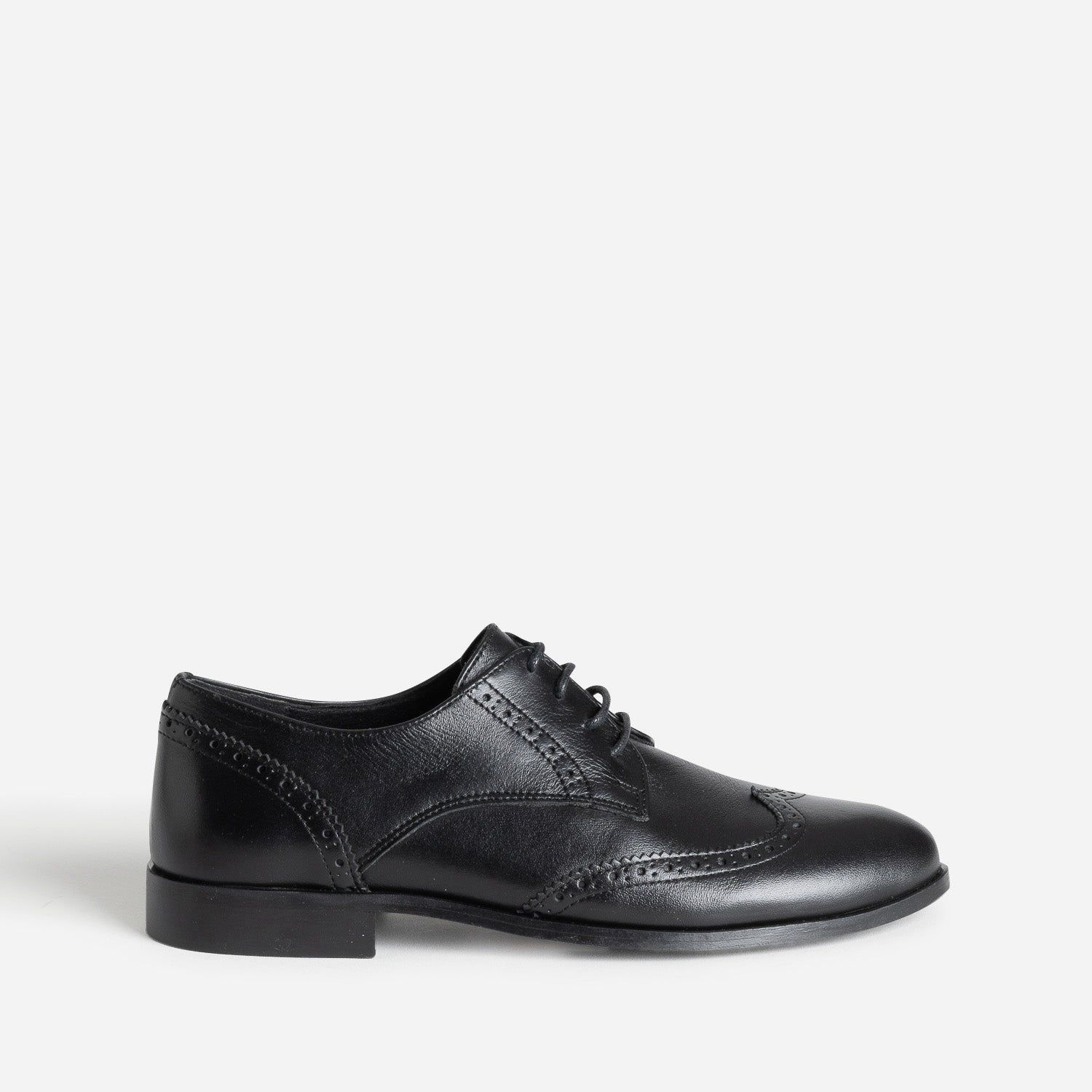 Derby noir en cuir details perfores Derbies Femme ERAM