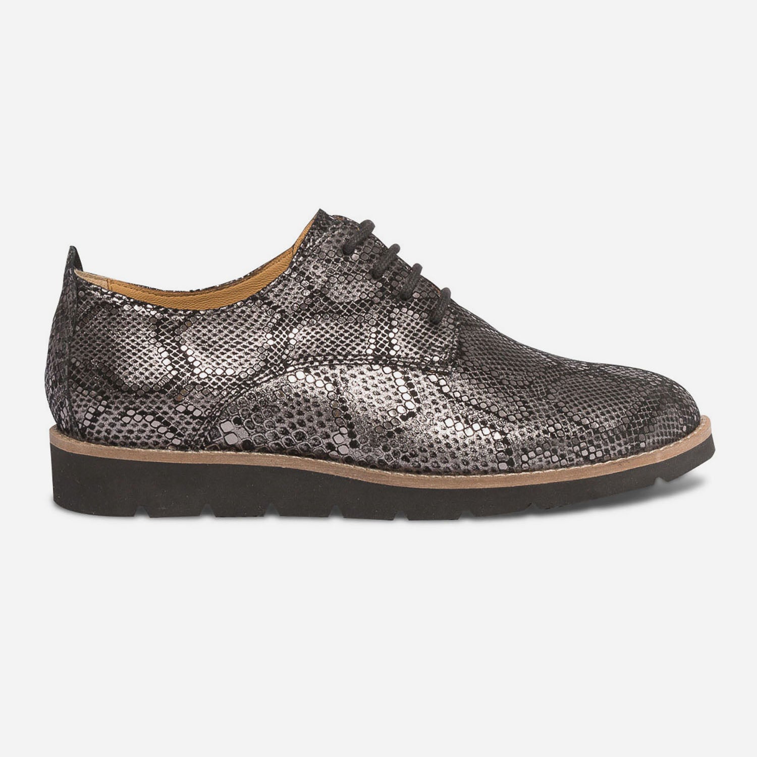 Derby TBS gris en cuir effet python Derbies Femme ERAM