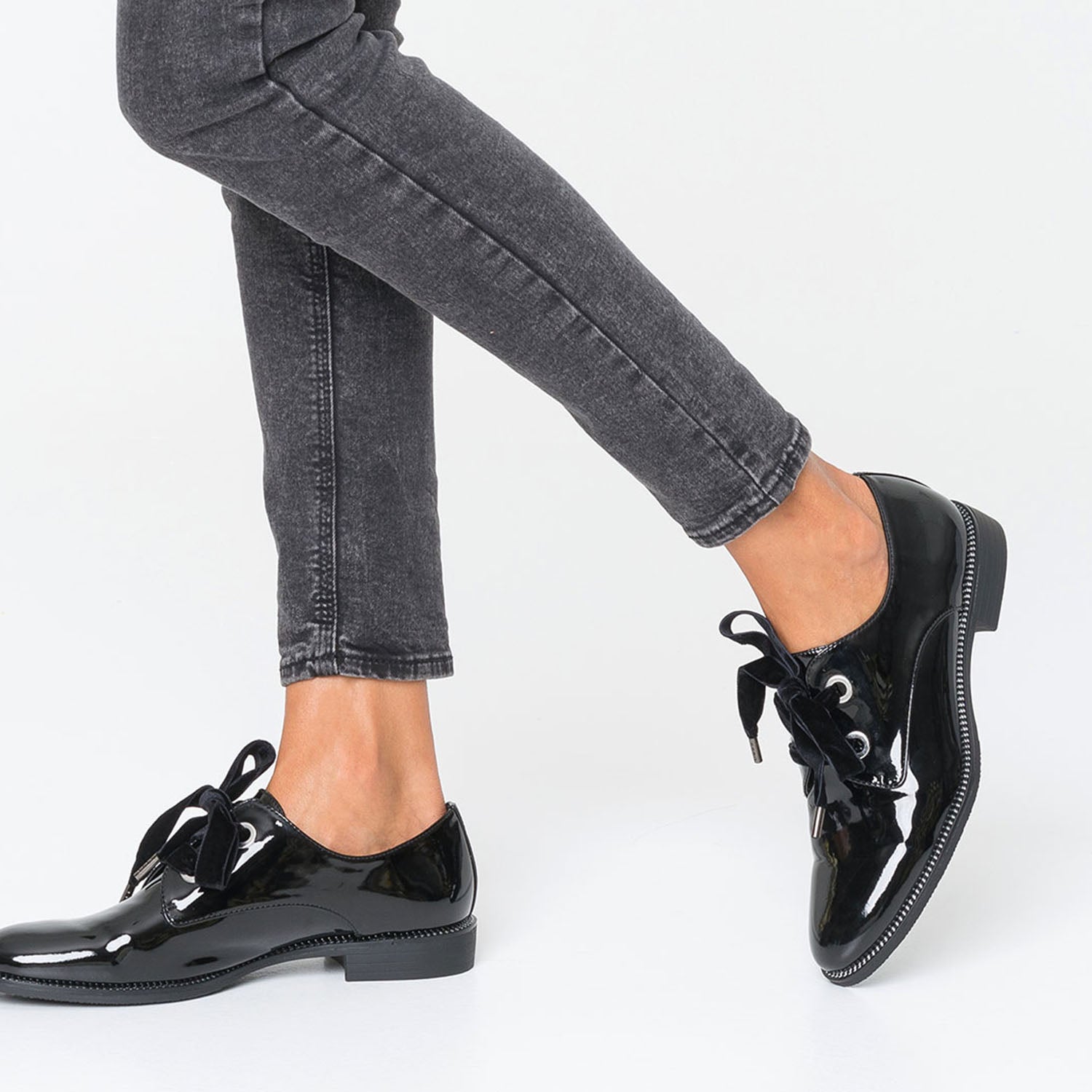 Derbies femme vernis lacet ruban on sale