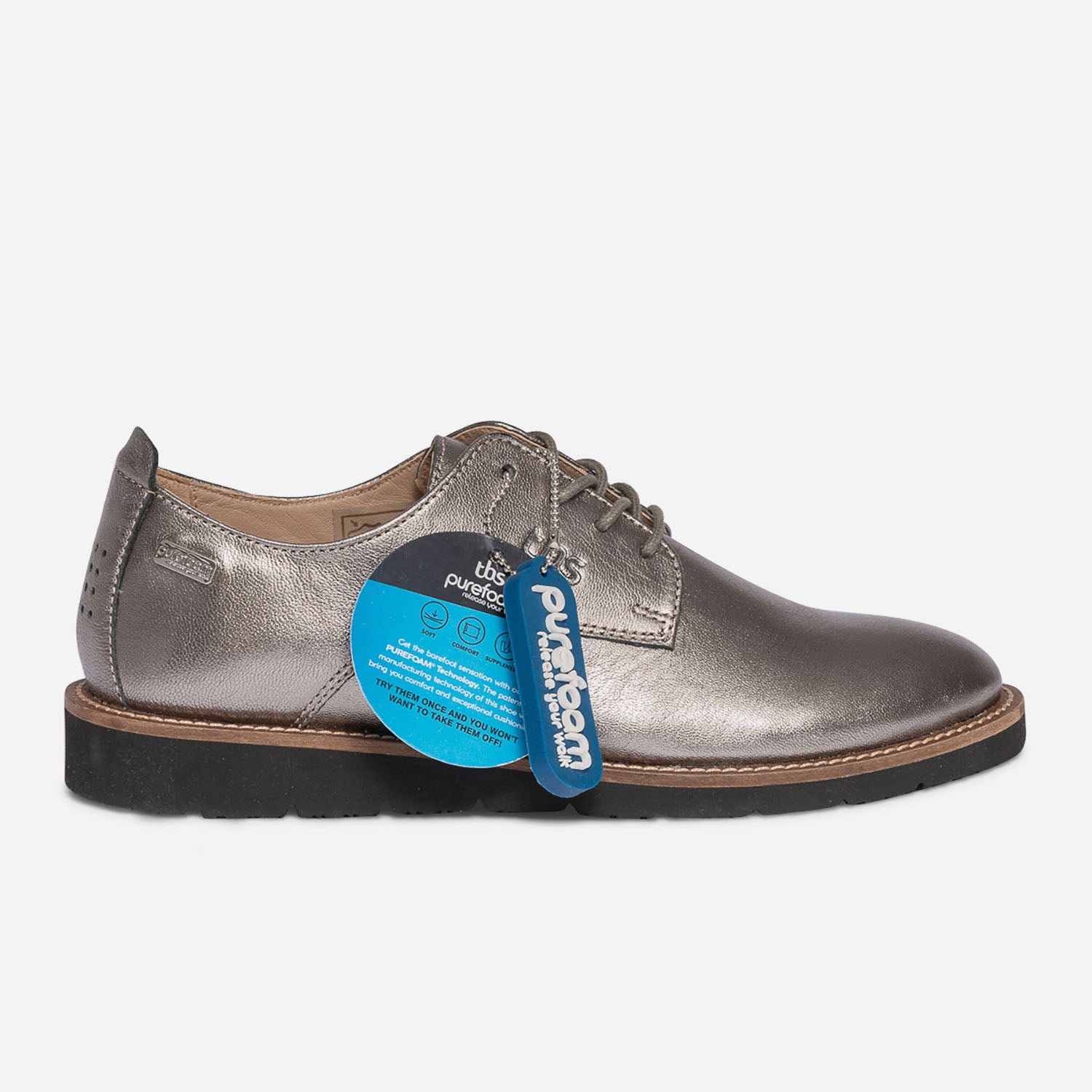 Derbies confort gris fonce en cuir metallise Derbies Femme ERAM