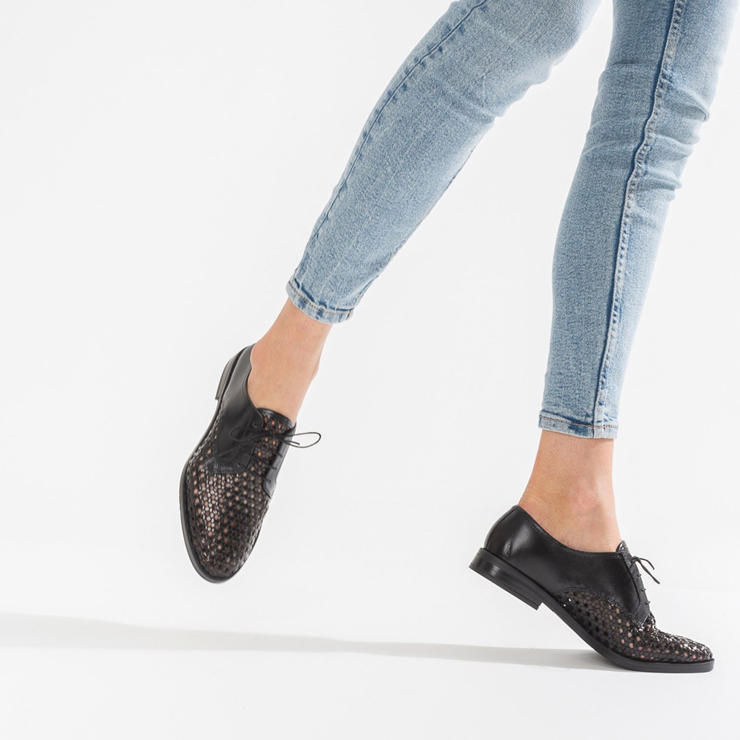 Derby ERAM FLEX noir en cuir ajoure Eram Femme ERAM