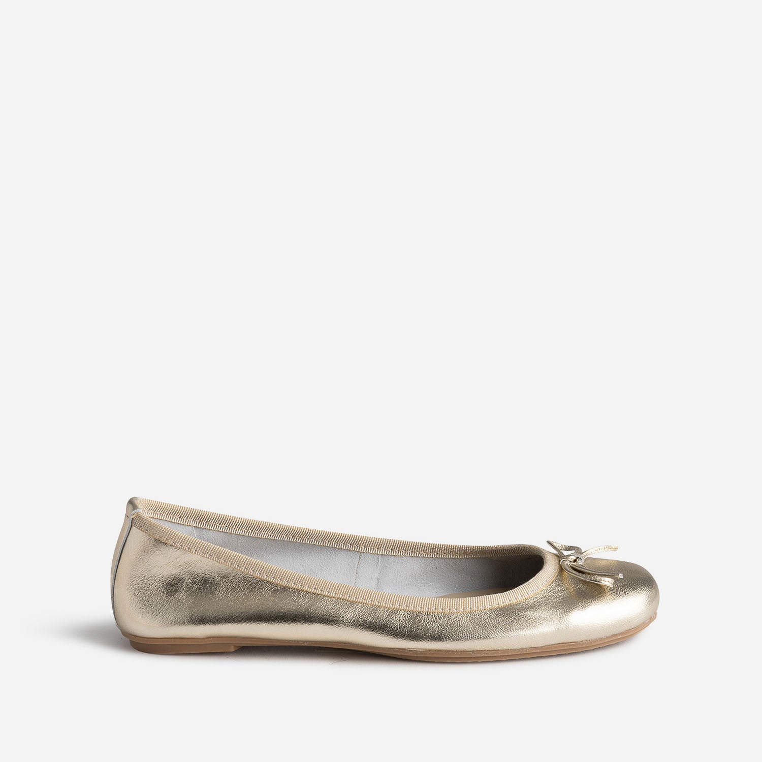 Ballerine dor e en cuir avec n ud