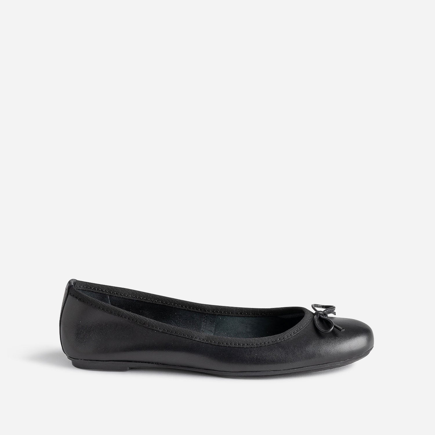 Ballerine noire en cuir avec noeud