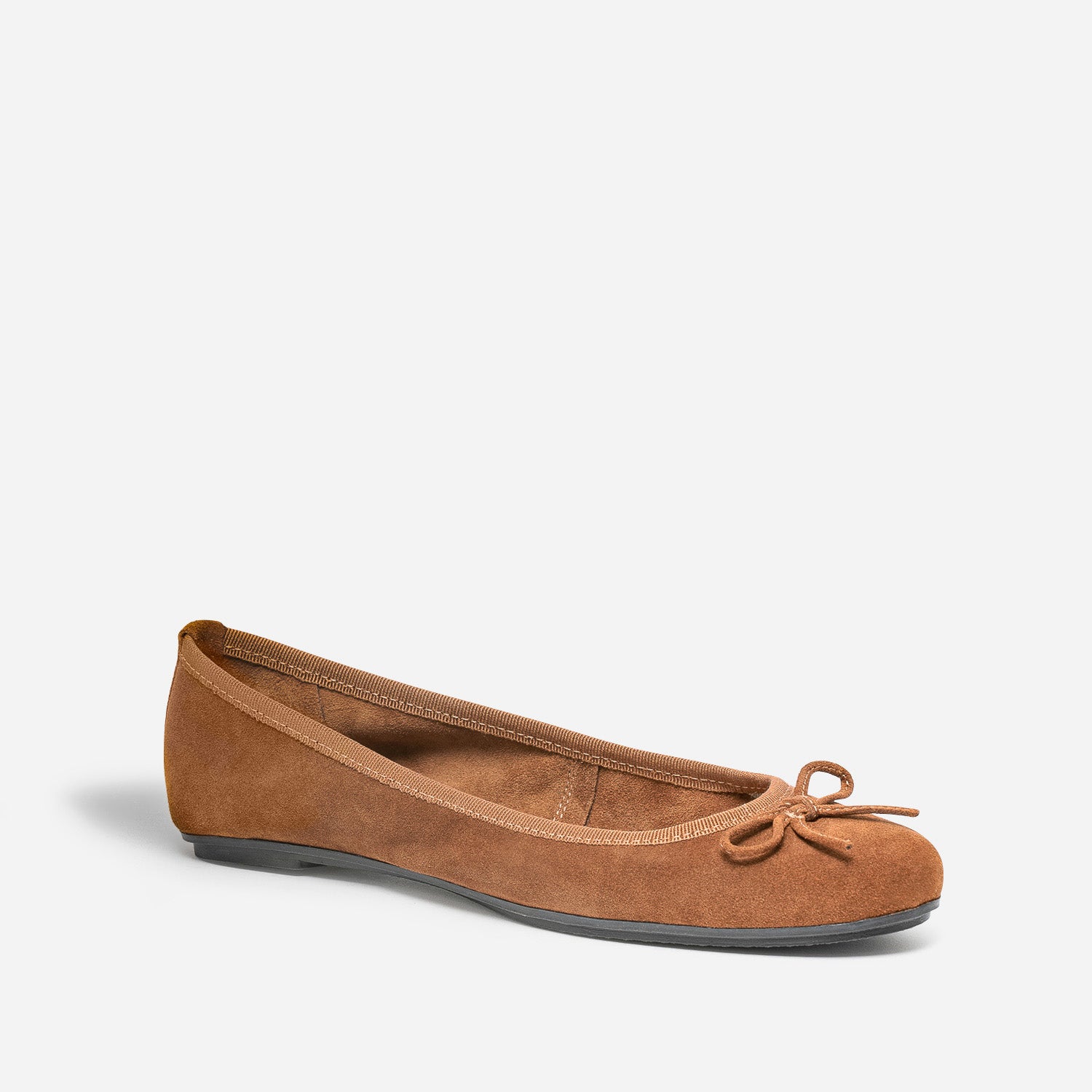 Ballerine marron en cuir velours a petit n ud Ballerines Femme ERAM
