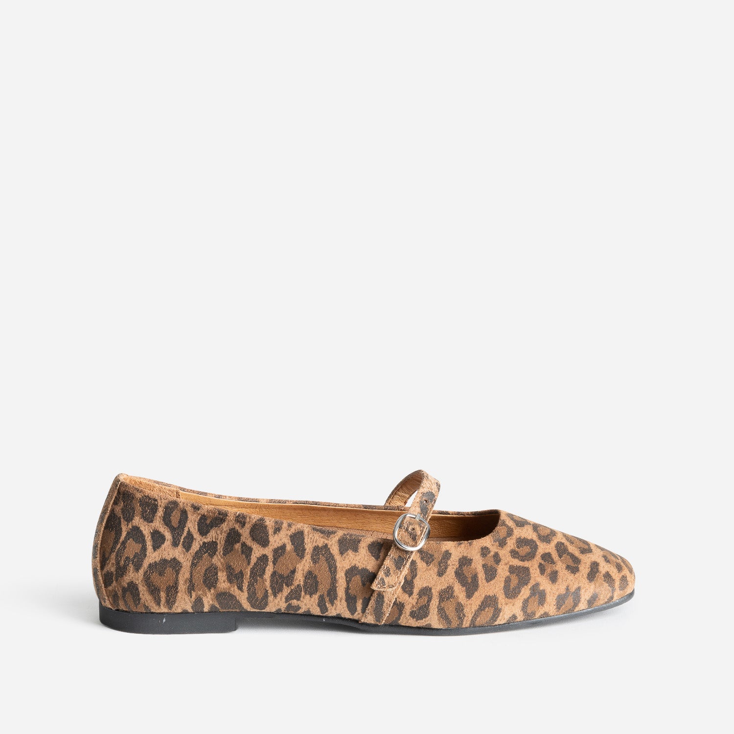 Ballerine marron cuir imprime leopard