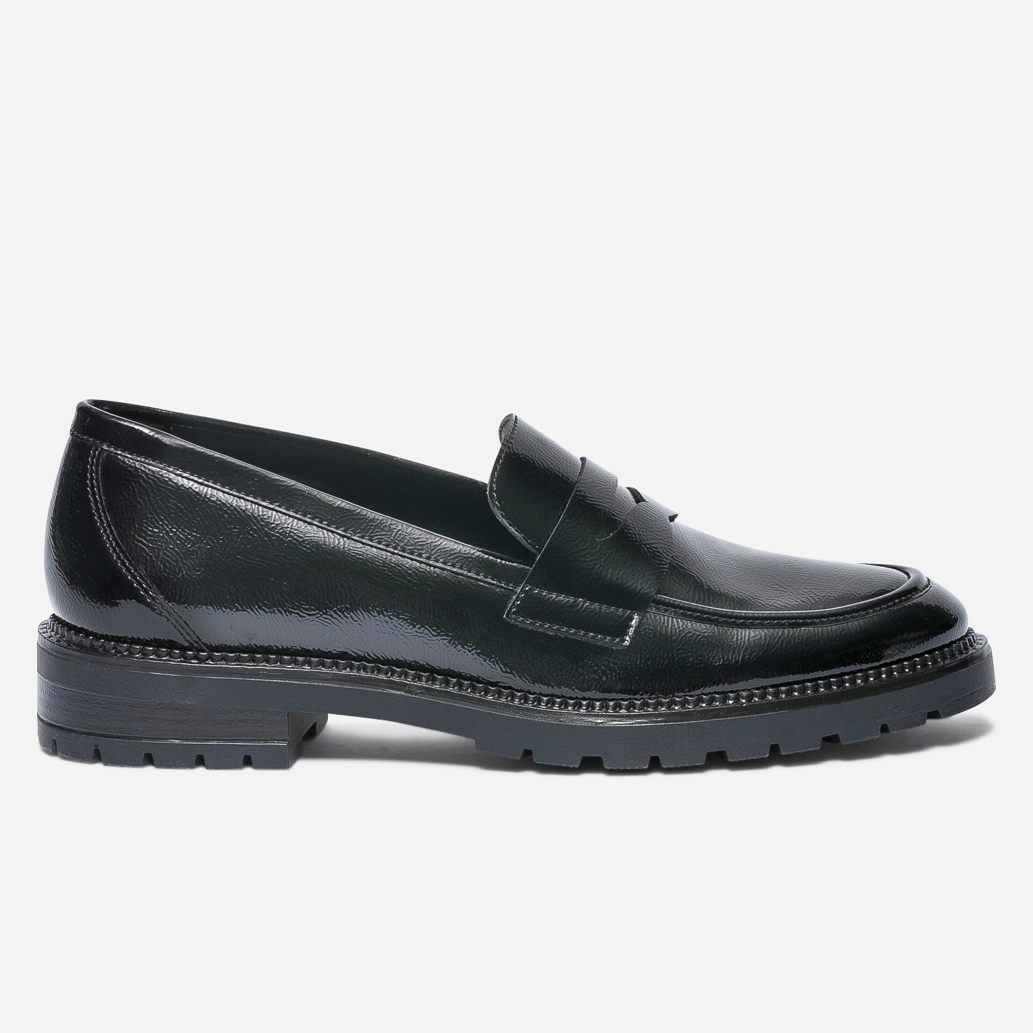 Mocassin femme noir vernis store