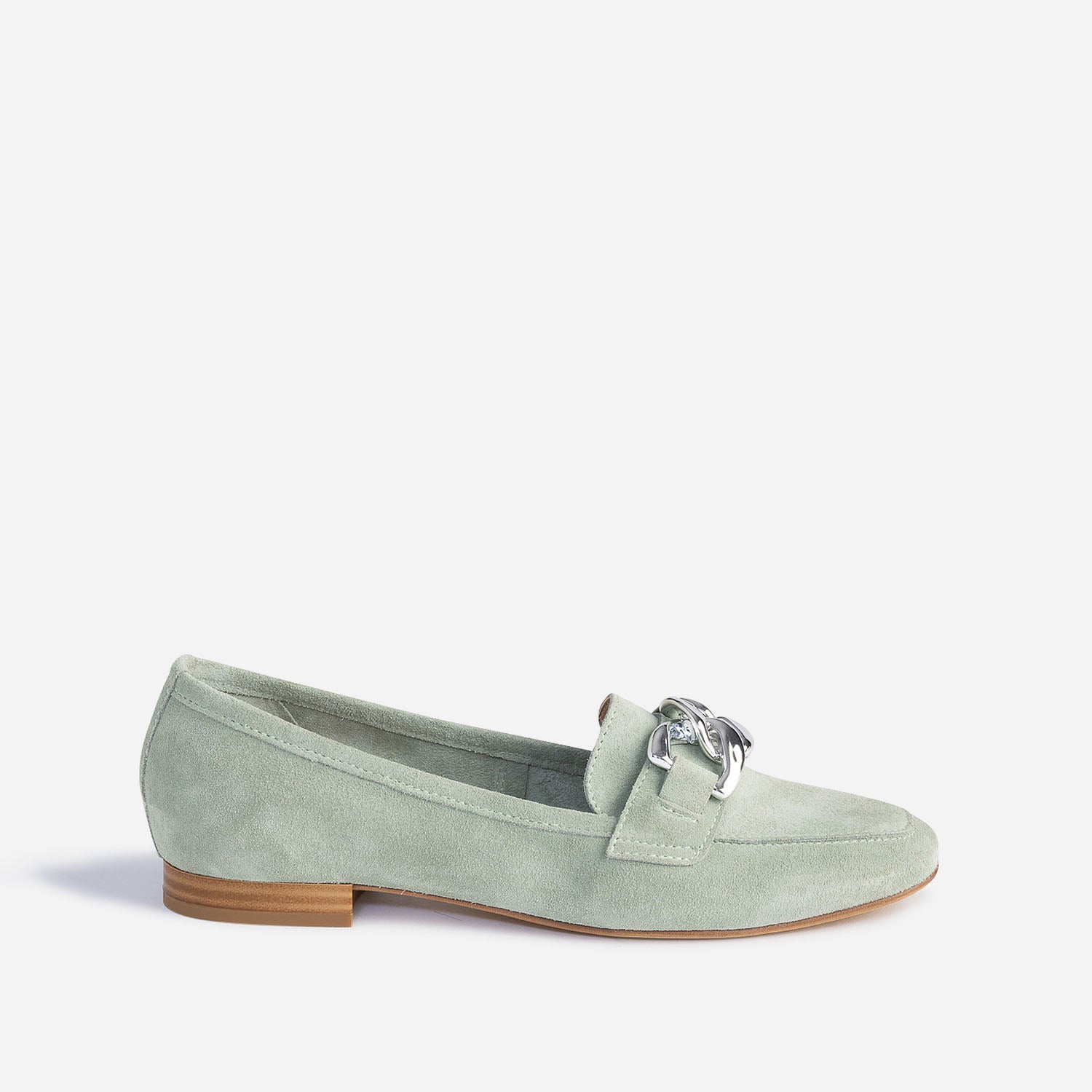 Mocassin vert co con u en cuir velours