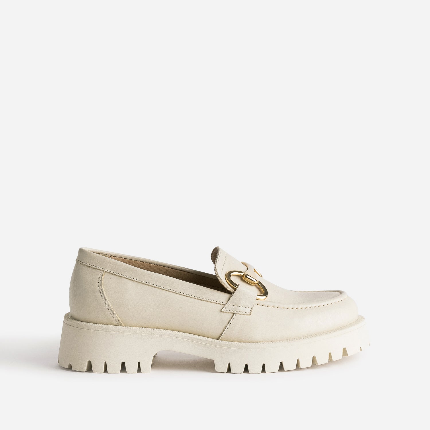 Mocassin TEXTO beige en cuir a semelle crantee