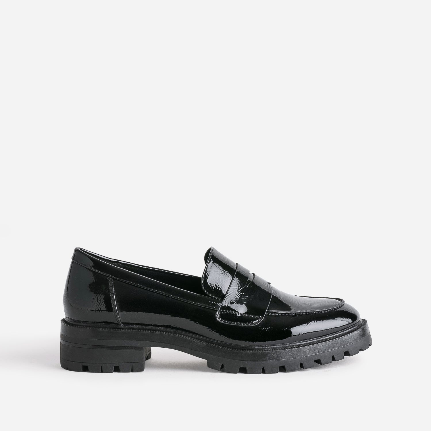 Mocassin cuir vernis noir femme clearance