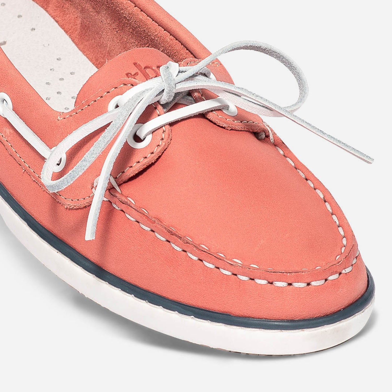 Mocassin bateau corail en cuir Mocassins Slippers Femme ERAM