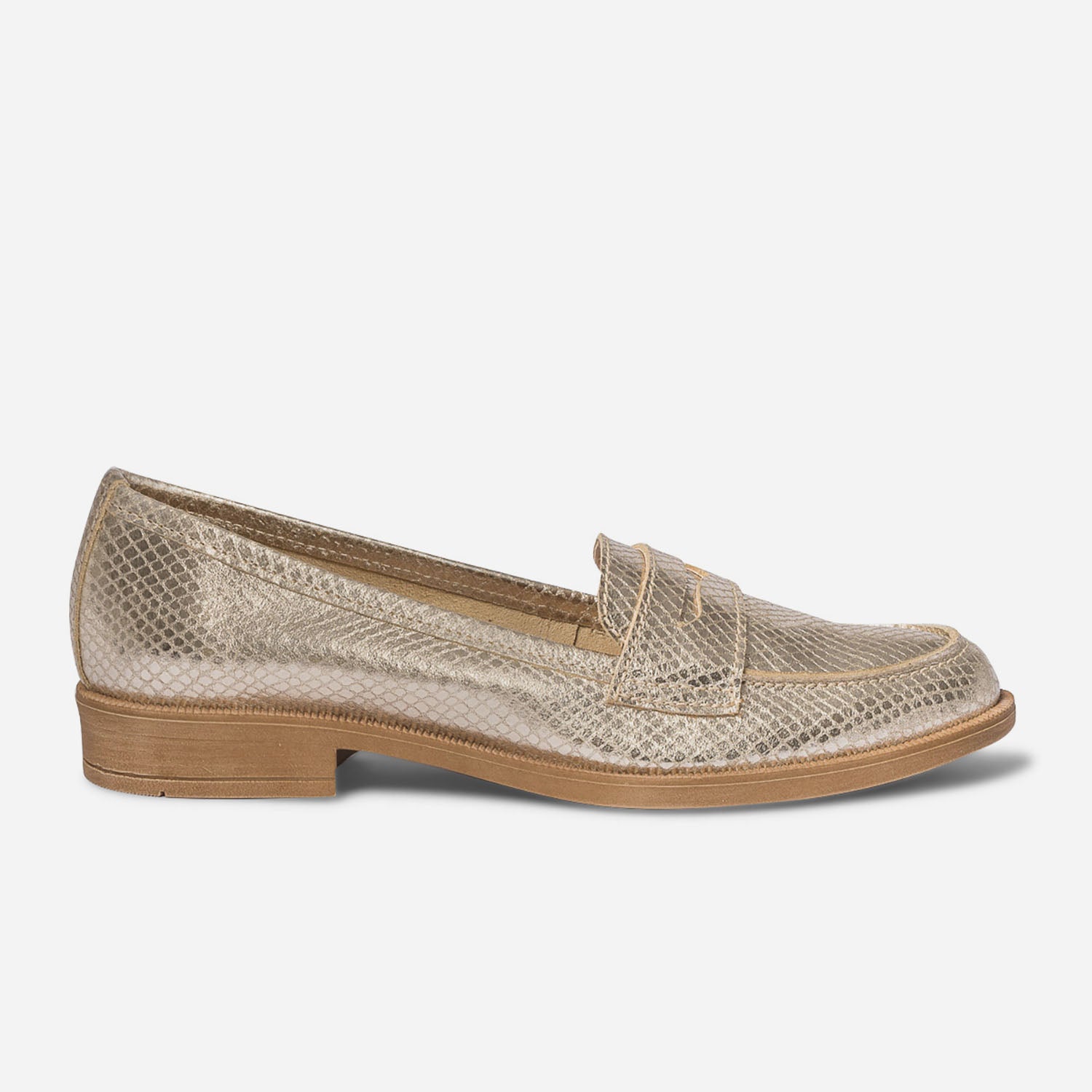 Mocassin or en cuir emboss Mocassins Slippers Femme ERAM