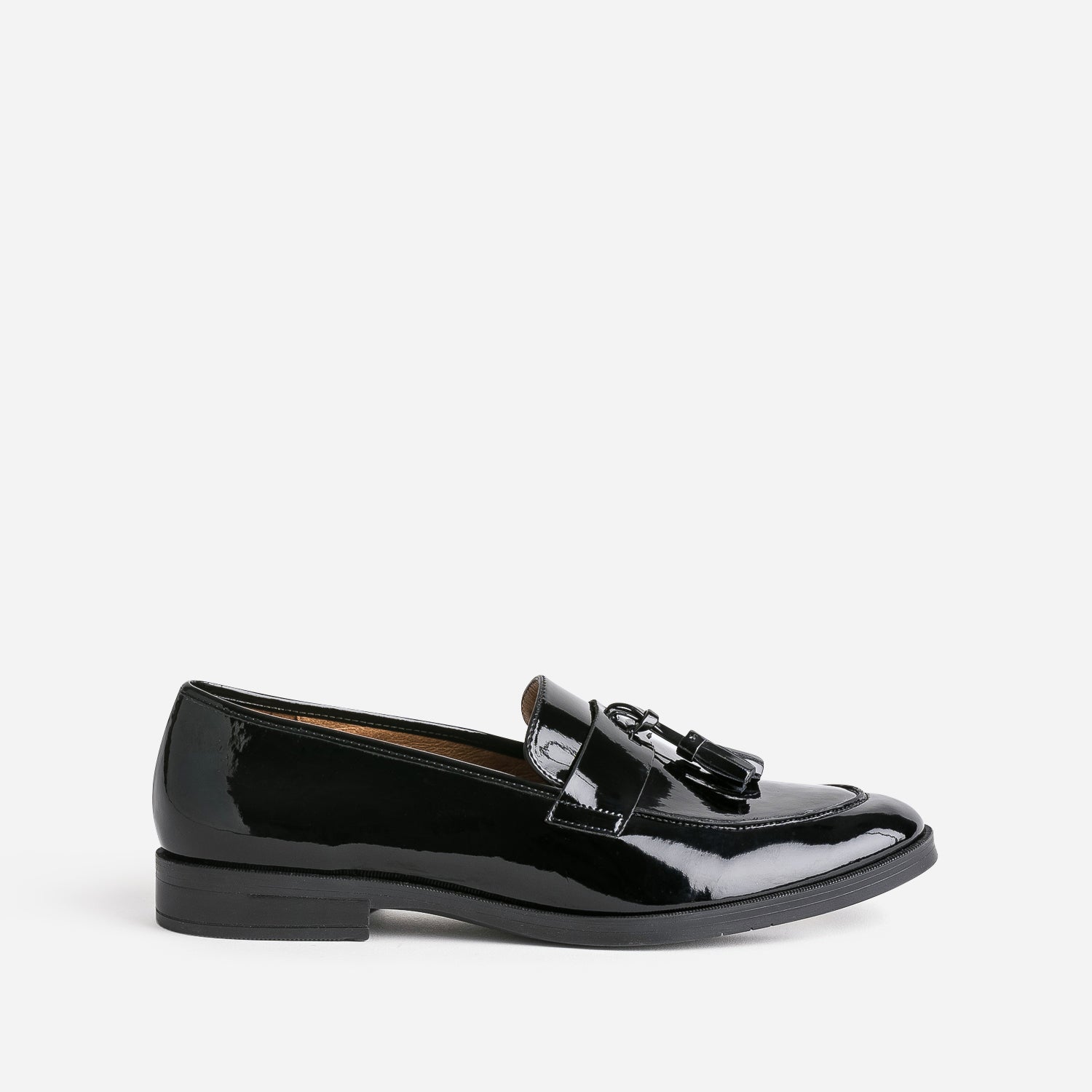 Mocassin glands ERAM FLEX noir verni en cuir
