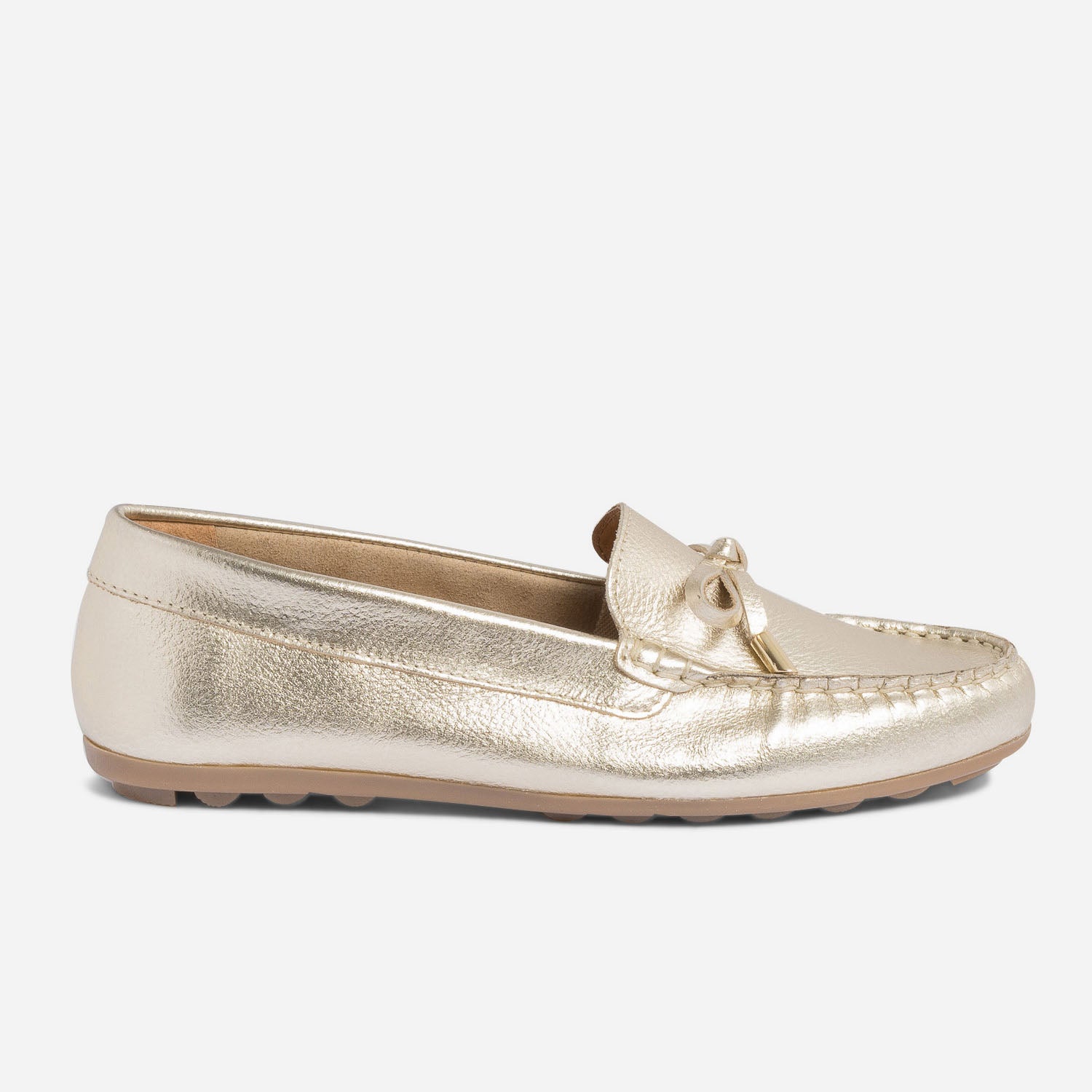Mocassin dor en cuir