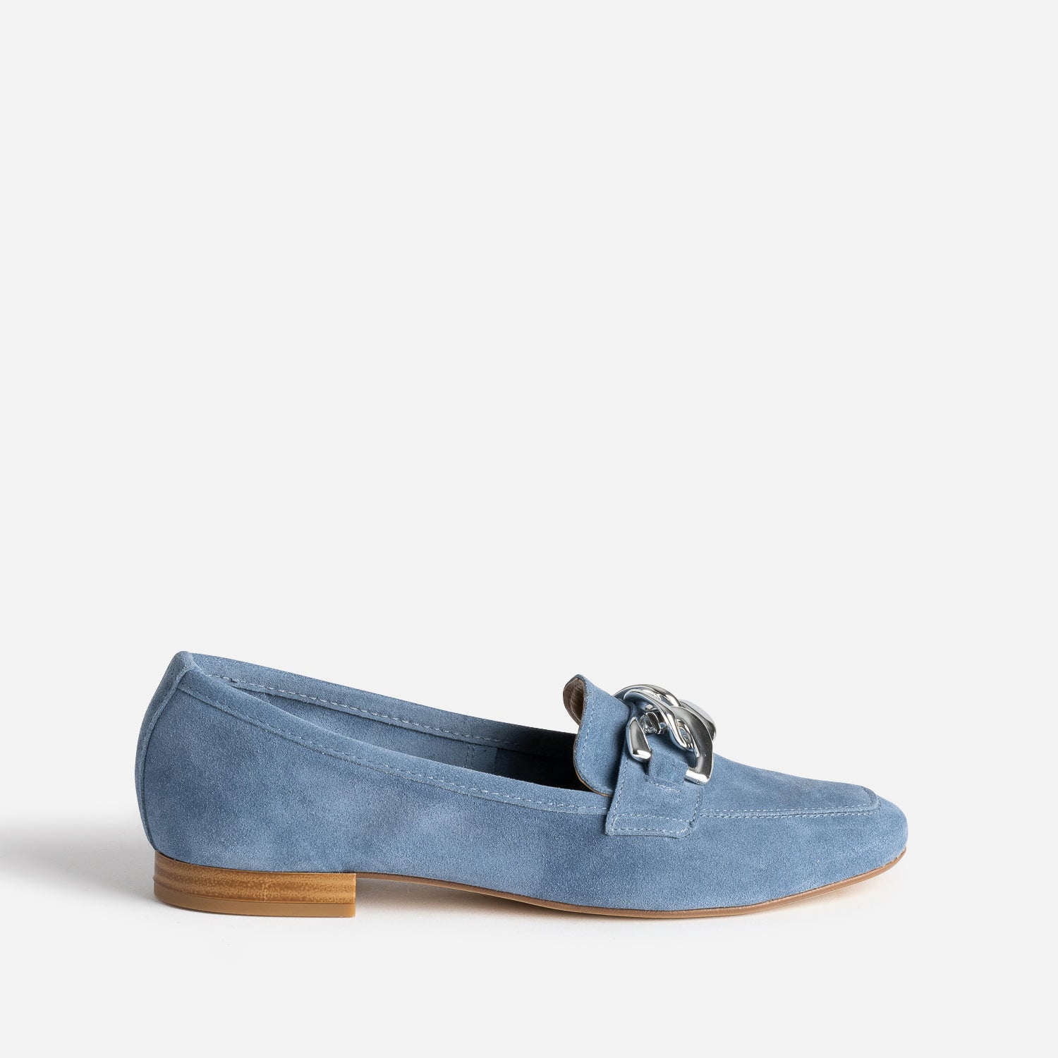 Mocassin bleu cuir velours maxi cha ne argent e Mocassins