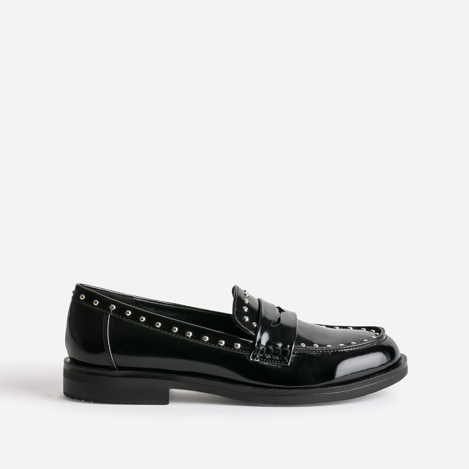 Mocassin noir verni cloute Mocassins Slippers Femme ERAM