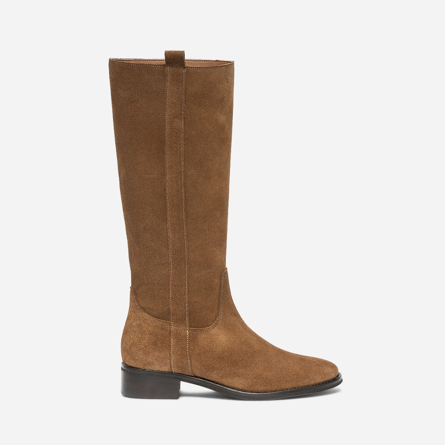 Botte camel en cuir velours Bottes Femme ERAM