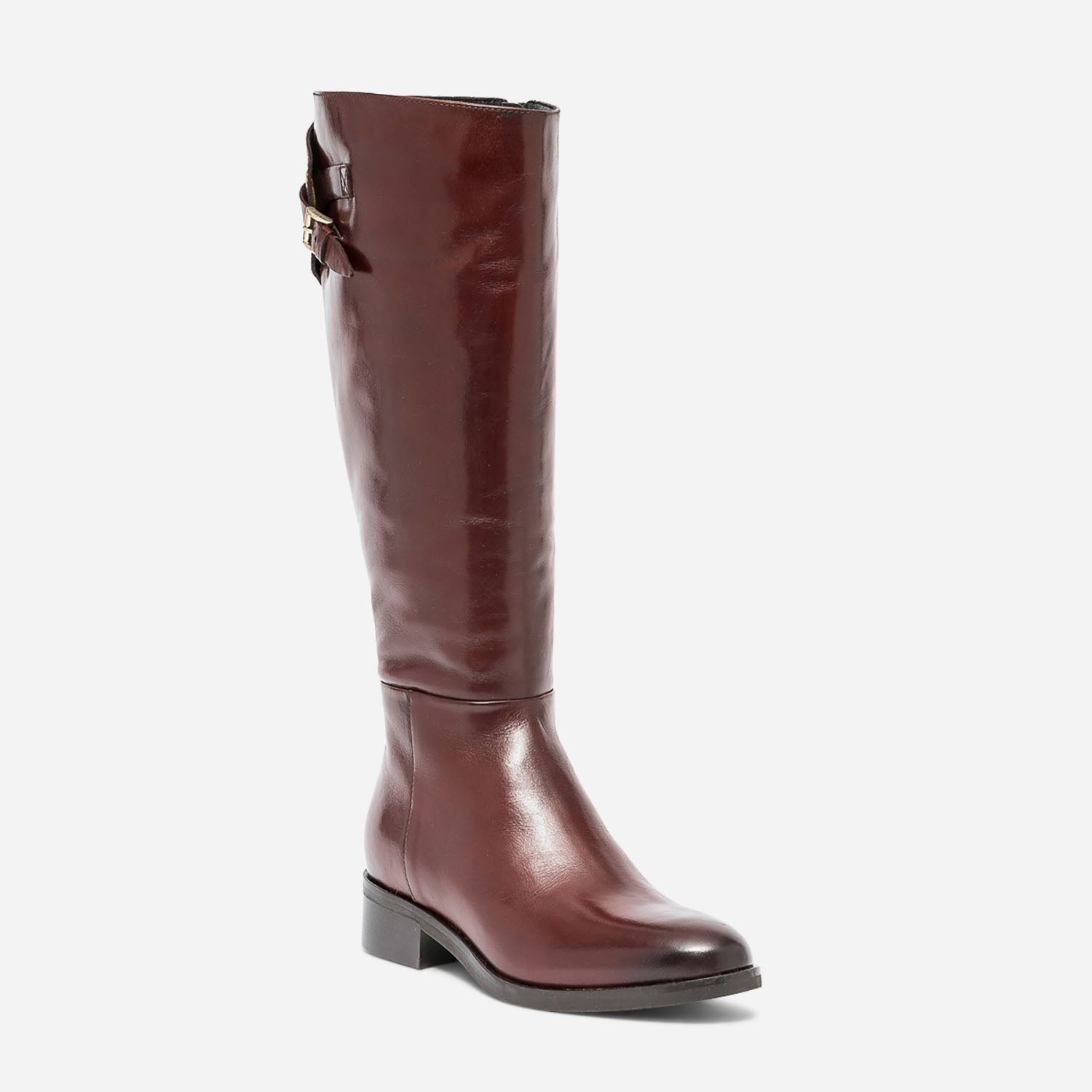 Botte cognac en cuir pour mollet large Bottes Femme ERAM