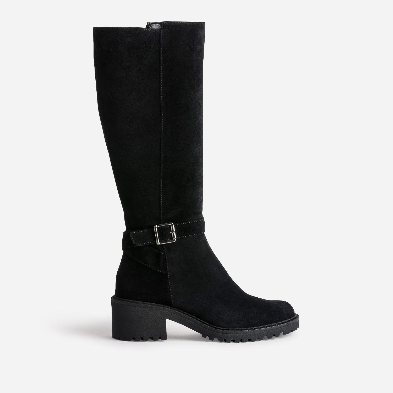 Botte esprit motard noire cuir velours Bottes Femme ERAM