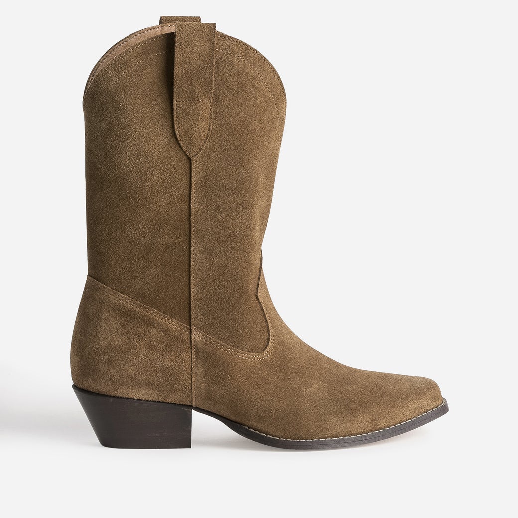 Boots western TEXTO camel cuir velours