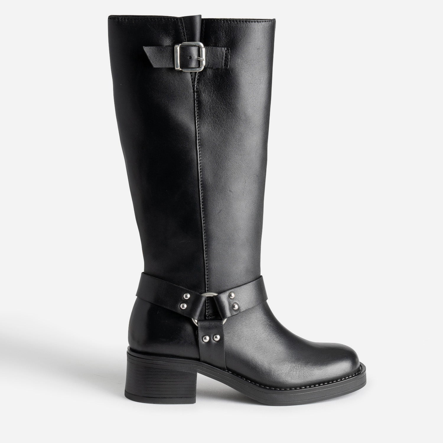 Botte motard TEXTO noire en cuir Bottes Femme ERAM