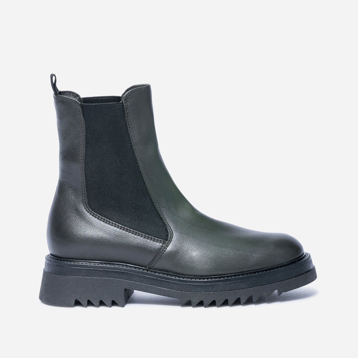 Chelsea boots TEXTO kaki en cuir semelle crant e