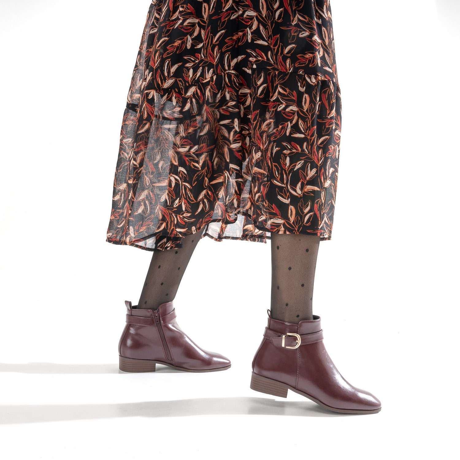 Boots bordeaux eco concu avec bride cheville Boots bottines Femme ERAM