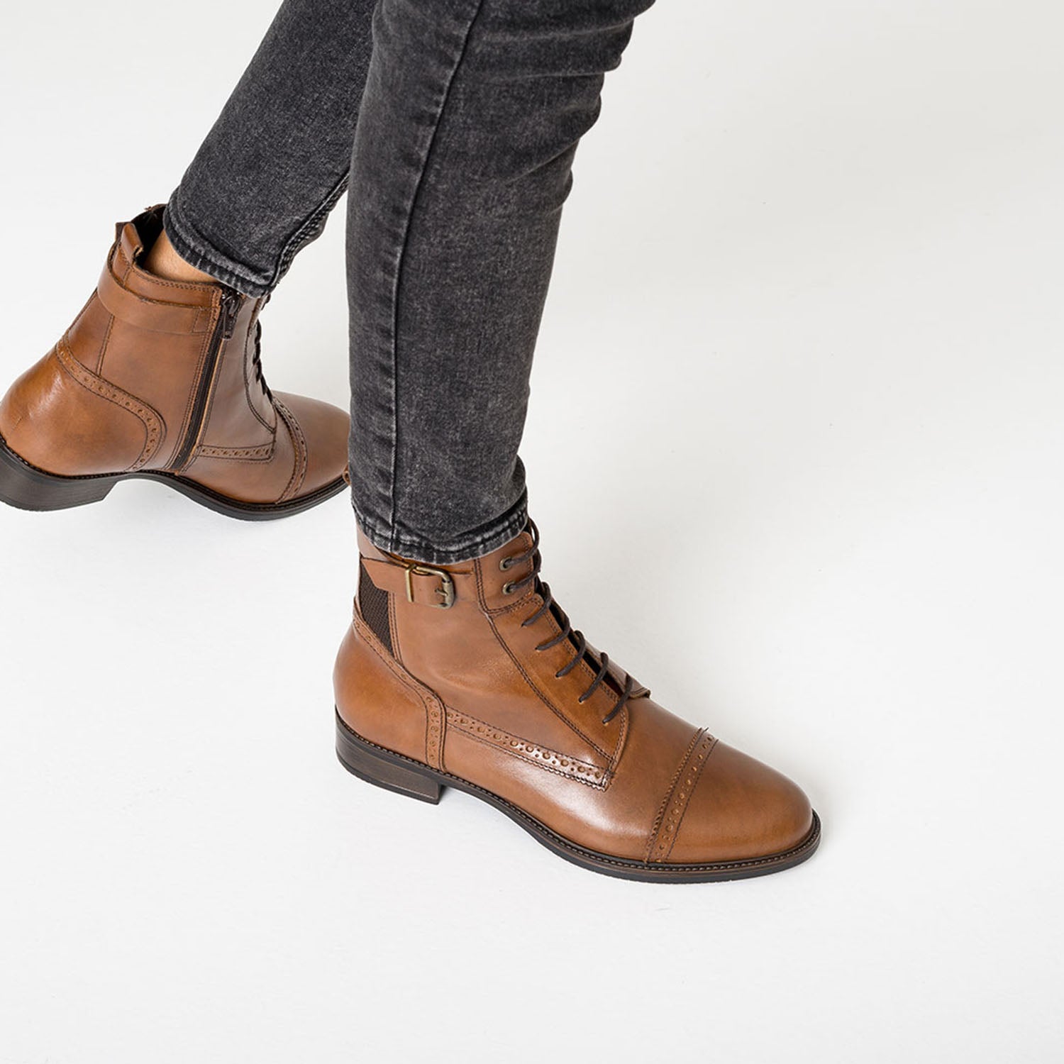 Bottine camel en cuir Boots bottines Femme ERAM