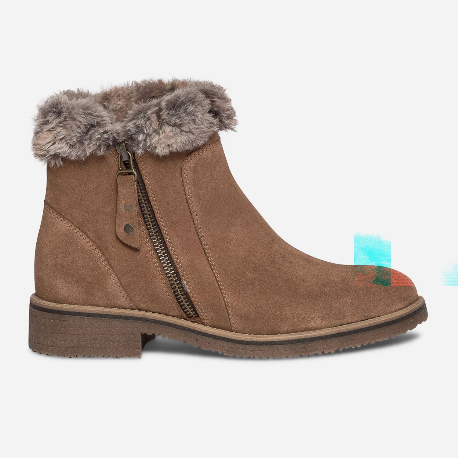 Bottines croute de cuir femme sale