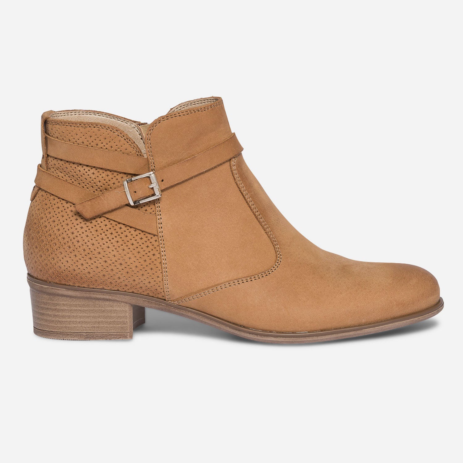 Boots camel clair en cuir perfor Boots bottines Femme ERAM