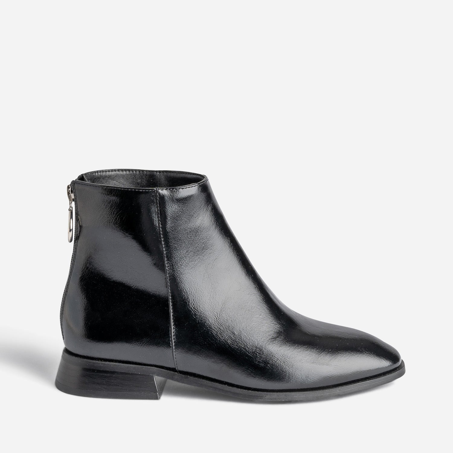 Boots noir glace avec zip arriere Boots bottines Femme ERAM