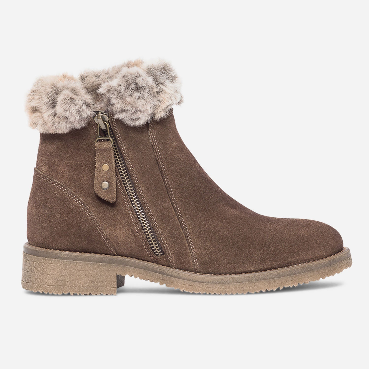 Boots marron en cuir velours fourr Boots bottines Femme ERAM
