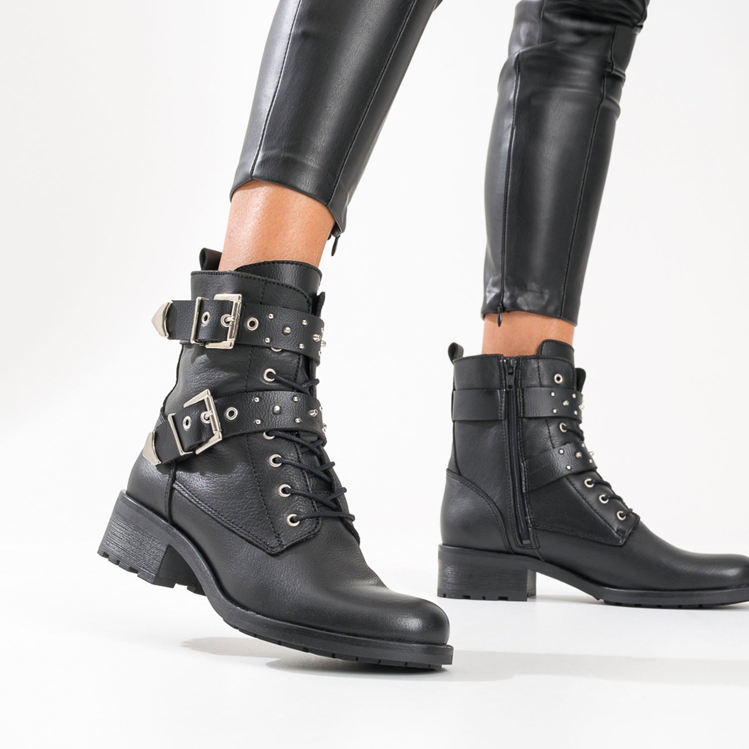 Bottines cloutées cuir hot sale