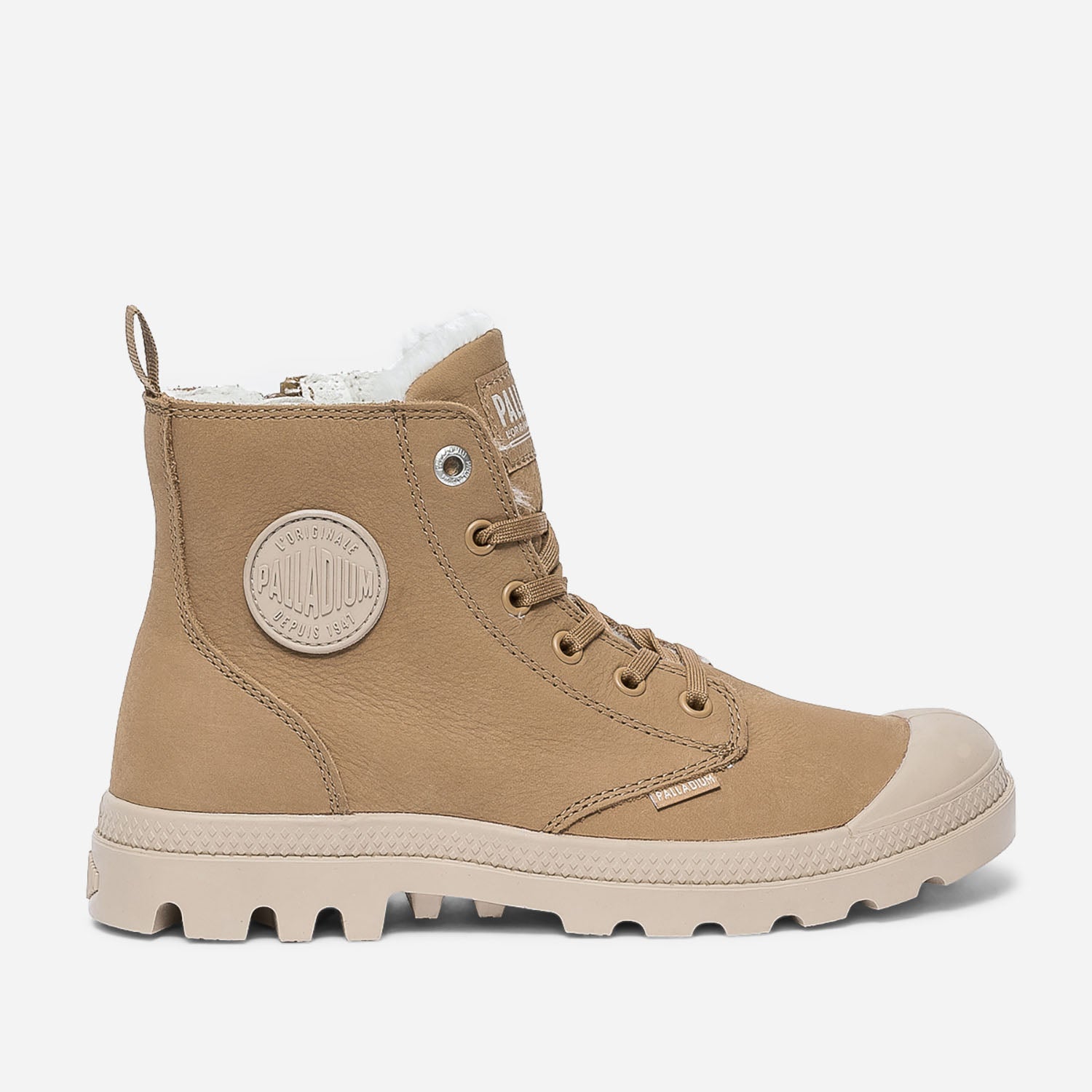 Boots PALLADIUM camel en cuir fourre Boots bottines Femme ERAM