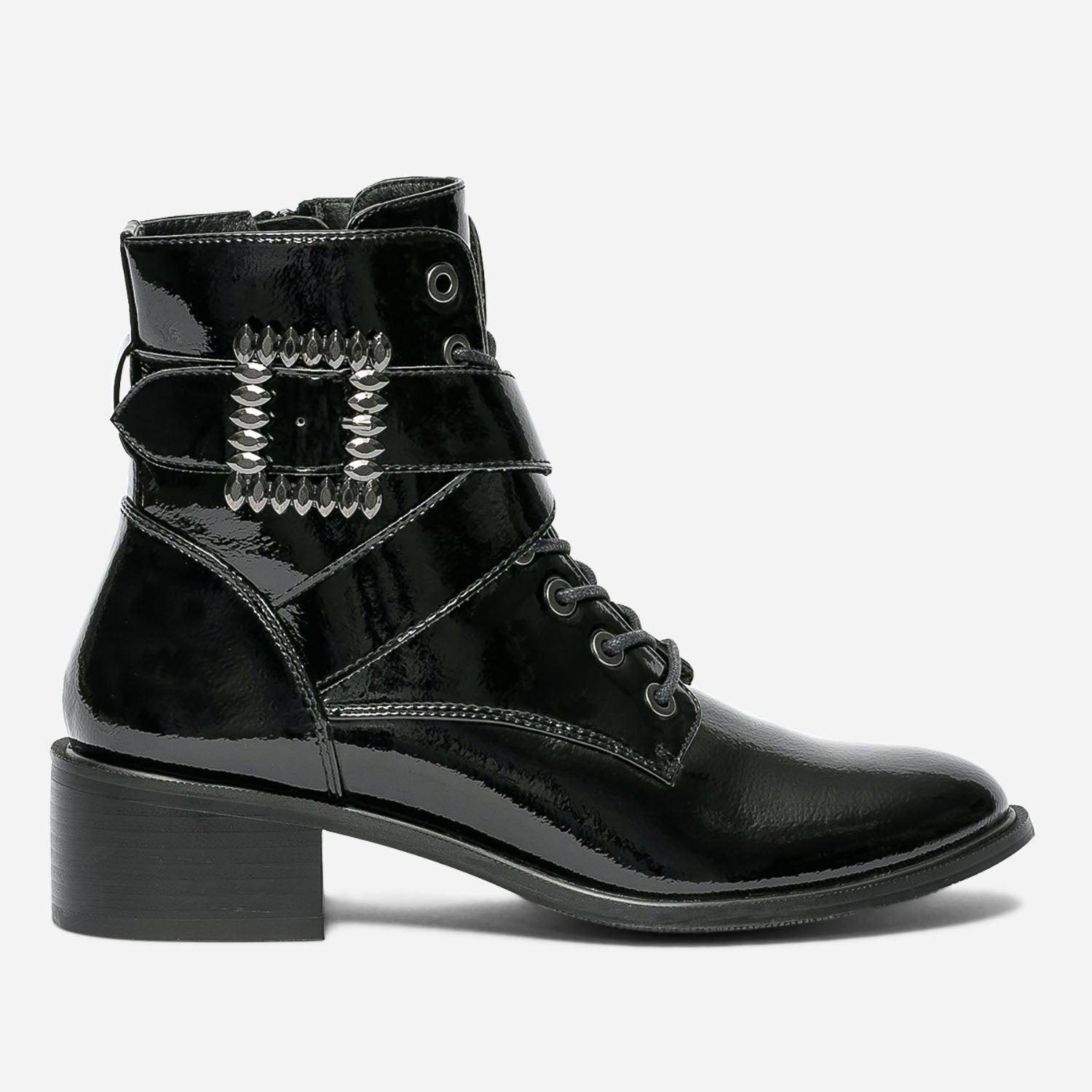 Bottine noire vernie a boucle fantaisie Boots bottines Femme ERAM