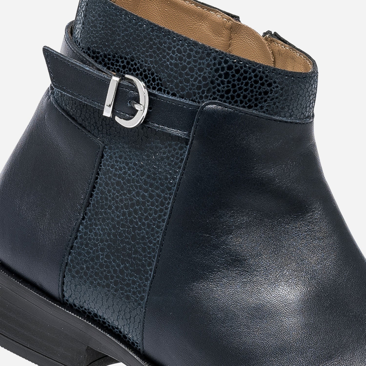 Boots ERAM FLEX bleue en cuir avec effet galuchat Boots bottines Femme ERAM
