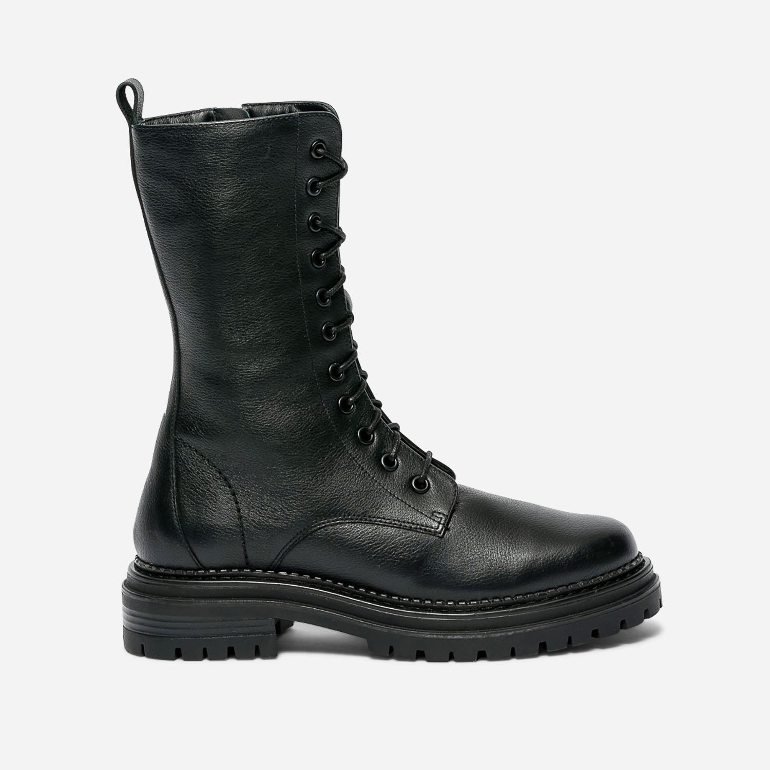 Boots lacet noir en cuir semelle paisse crant e Boots