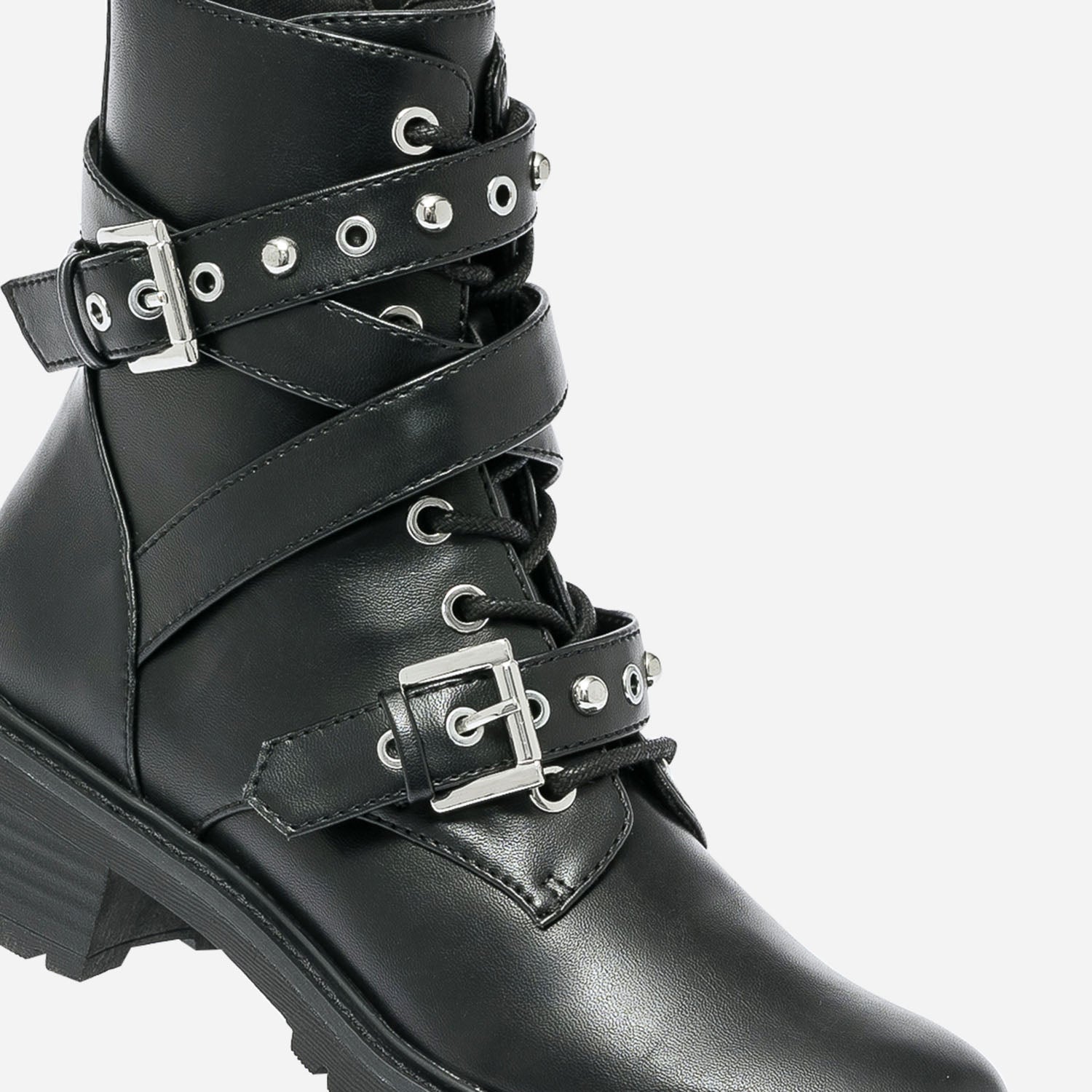 Bottine TEXTO noire a multi brides cloutees Boots bottines Femme ERAM