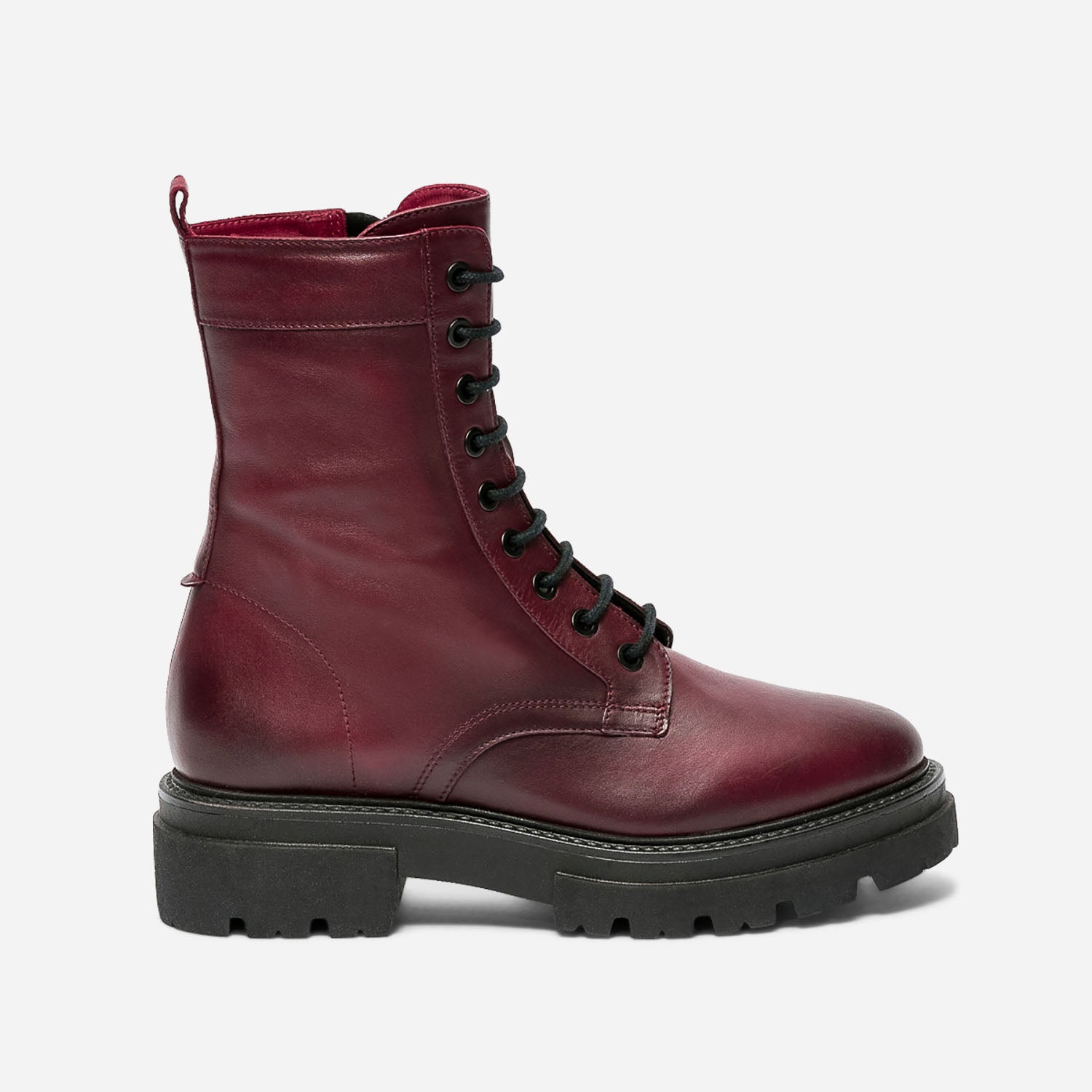 Boots TEXTO bordeaux en cuir eco concu a semelle crantee Boots bottines Femme ERAM