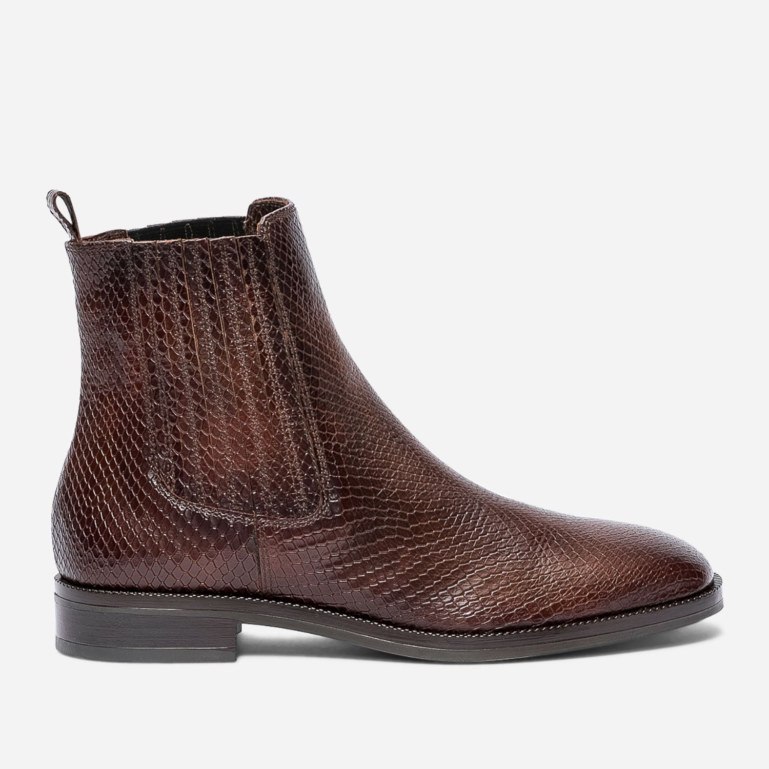 Boots marron en cuir embosse eco concu Boots bottines Femme ERAM