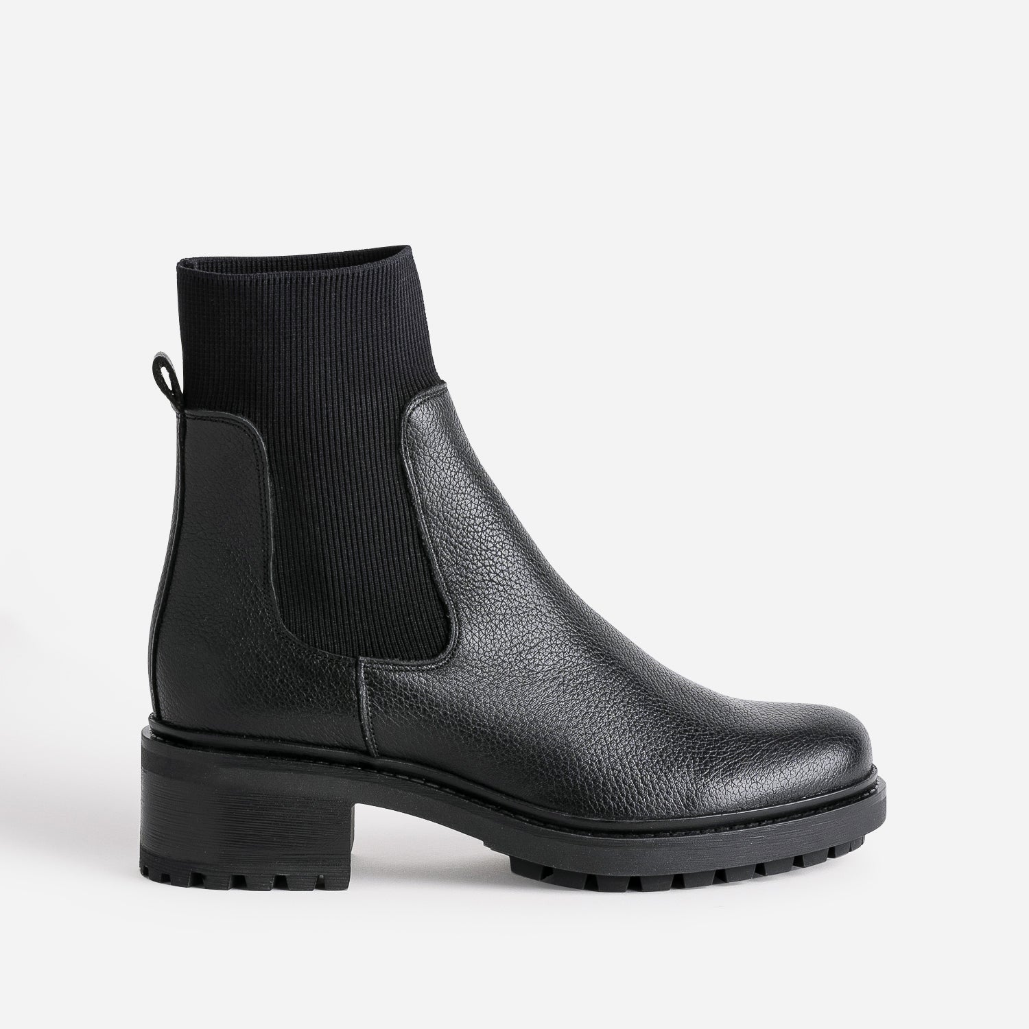 Boots chaussette noire eco concu en cuir Boots bottines Femme ERAM